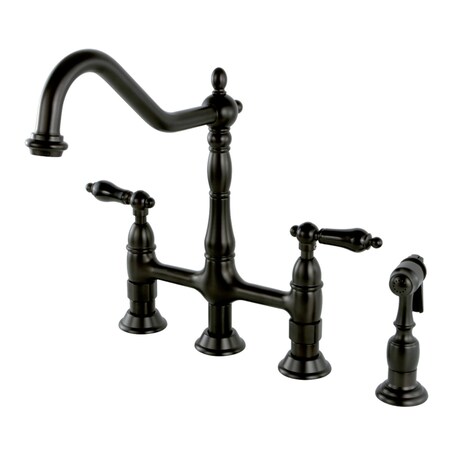 Kingston Brass KS1275PKLBS Duchess Bridge Kitchen Faucet W/ Brass Sprayer, Bronze KS1275PKLBS